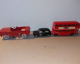 Kiddie Car Classics Mustang Pedal Car and Corgi Taxi and Bus
