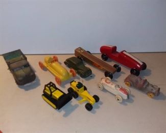 Lot of Vintage Toys Cars - Auburn Knickerbocker Pinewood Derby