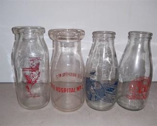4 Vintage Half Pint Milk Bottles