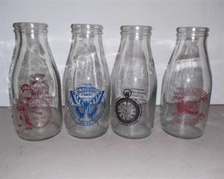 4 Vintage 189ml Milk Bottles