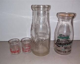4 Vintage Milk Bottles and Cream Bottles