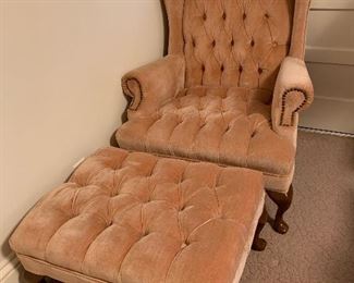 Upholstered Chair and Ottoman