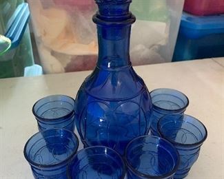 Cobalt Blue Decanter Set