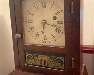 Small Old Seth Thomas Mantle Clock with Decorated Glass