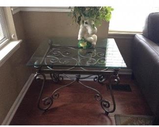 3pc set … 
Oval Glass/wrought iron 
 Coffee Table & 2 End Tables 
All 3 for $700.00
(Glass is removable)
Oval table measures : 
L 51”x W34” x H19” 
End Tables are 30” x 24”