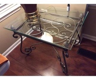 3pc set … 
Oval Glass/wrought iron 
 Coffee Table & 2 End Tables 
All 3 for $700.00
(Glass is removable)
Oval table measures : 
L 51”x W34” x H19” 
End Tables are 30” x 24”