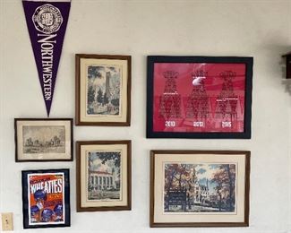 Northwestern university watercolors. Chicago skyline artwork by Kurt Hagerman.