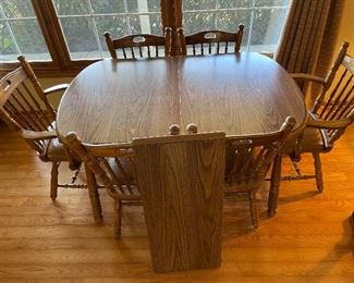 Virginia House Dining Room Table. 53” long x 35” wide. Includes a 15” leaf. Includes six (6) chairs.