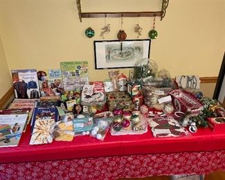 Sewing With Nancy books, classic sequin ornament kits, vintage glass ornaments circa 1950.