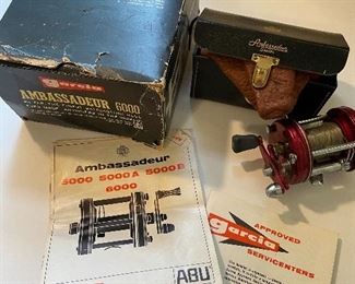 Ambassadeur 6000 Fishing Reel, with original Box, Case, Pouch, Oil and User Guide.  In great condition. A rare item!