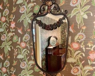 Antique Mirror with Metal Accents