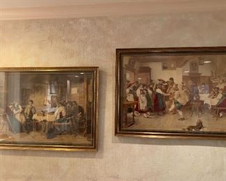 Antique/Vintage Lithograph European Taverns Wall Art