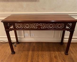 Wood Console Table with Carved Apron