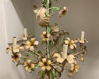 Vintage 5 Arm Floral Hanging Light Fixture