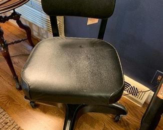 Vintage Leather Rolling Desk Chair