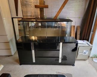 2 Piece set, glass top with shelves for display, lower area includes shelving