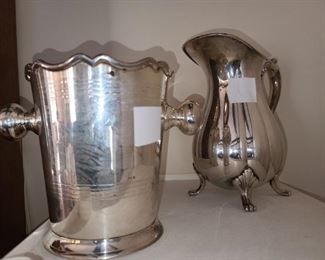Silver Plated Ice Bucket & Pitcher