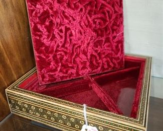 Vintage Handmade Persian Wooden Inlaid Trinket Box