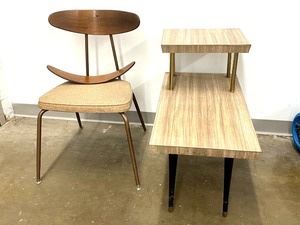 Fun Mid Century Chair and side table - Daystrom & Greenville Industries 