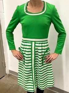 1970's L'aiglon green & white polyester dress