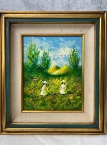 Framed Oil Painting - Two girls in a field Artist: "Dani"