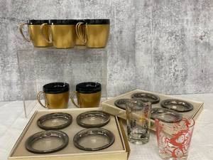 Vintage coaster sets, coffee cups & glasses