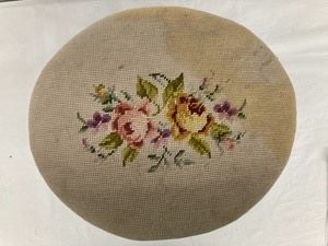 antique embroidered stool