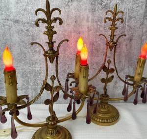 Pair of vintage electric candelabra lamps