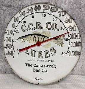 Vintage outdoor thermometer "Cane Creek Bait Co."