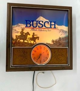 Vintage Busch Beer Lighted Clock 