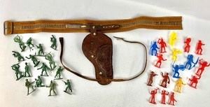 Vintage 1960's Tooled Leather Toy gun holster 