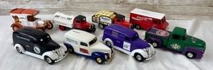 8 vintage die cast model truck banks