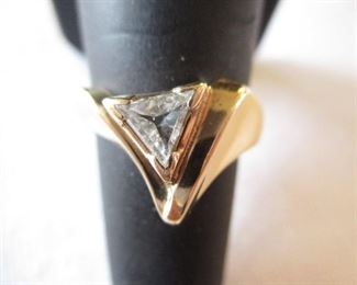 LARGE TRIANGLE DIAMOND & 14KT GOLD RING - CUSTOM DESIGNED!