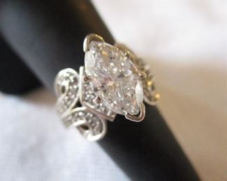 LARGE 2 CARAT DIAMOND RING IN 14KT WHITE GOLD CUSTOM MOUNTING