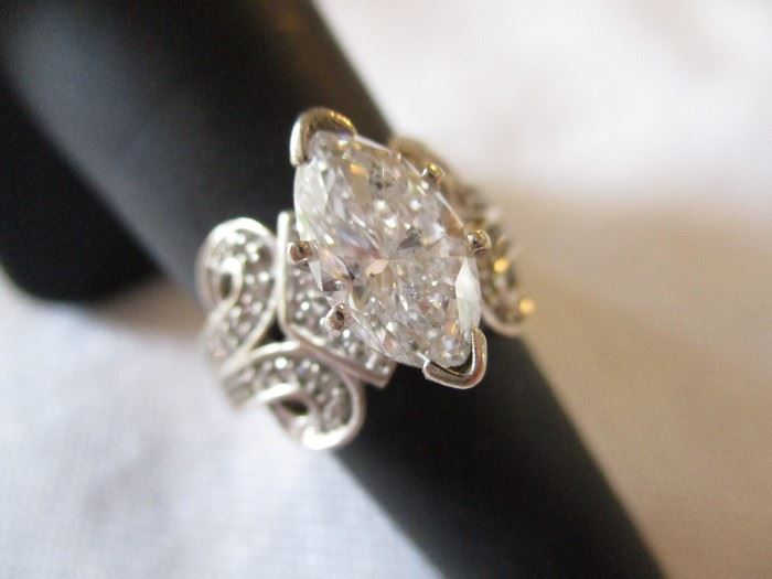 LARGE 2 CARAT DIAMOND RING IN 14KT WHITE GOLD CUSTOM MOUNTING