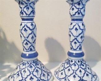 BLUE AND WHITE CANDLESTICKS