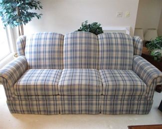 PLAID SOFA - SOOOOOO COMFORTABLE ACCORDING TO MARY (WHOM WE ALL LOVE VERY MUCH)