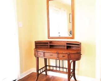 Rattan/bamboo vanity with mirror, vintage, boho.
