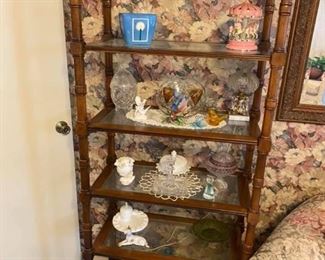 Tall Bookcase with glass Shelves
Excellent condition! 
Measures: 30” across x 16” deep x 6’ tall.
Must be able to move and load yourself.

**Has a matching end table, console table & coffee table for purchase as well.