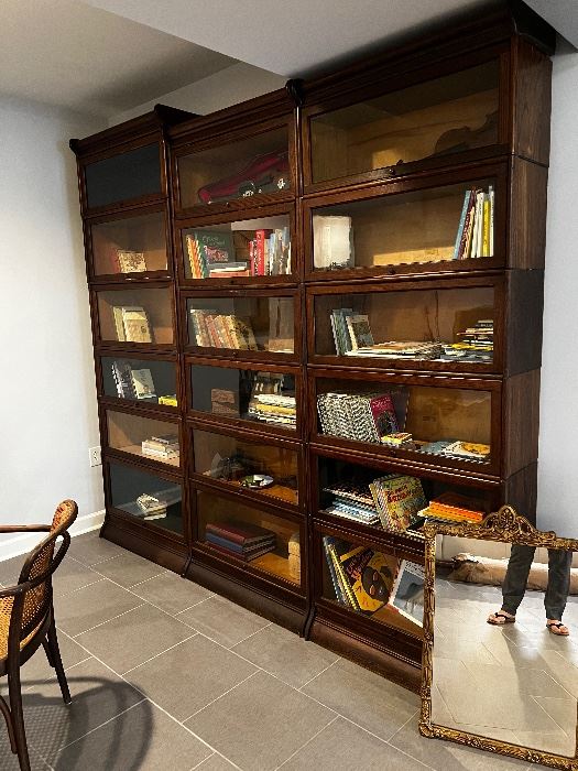 Humphrey Widman Barrister Bookcases 2 sizes available: 34wx12dx13.5h or 16h. 36 singles available (20 tall/16 short) of each) 150/each for the shorter single; 200/each for the taller single. Each stack has 6 singles