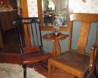 Antique oak armchair & rocker