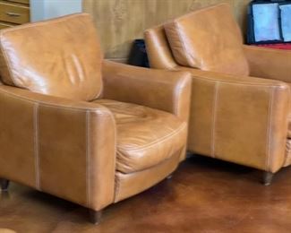 2pc Omnia Great Texas  Leather Chairs PAIR Guanaco Aztec Finish	32x34x35in	HxWxD
