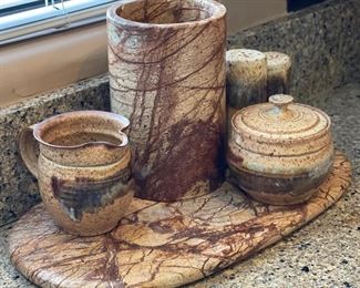 Crate & Barrel 6pc Stoneware Kitchen set		
