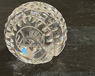 2pc Waterford Crystal New York Yankees Glass Baseballs PAIR Bank One	
