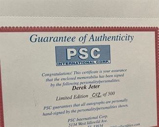 Derek Jeter 2000 championship most valuable player framed ball and picture shadowbox PSC	24 x 15	
