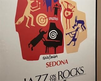 Signed Neal Goerisch Sedona jazz on the rocks 1995 print	28 x 22	
