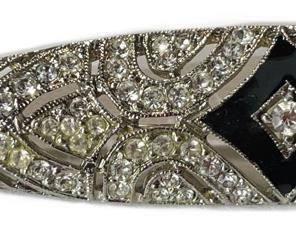 Kenneth Lane Elliptical Rhinstone Brooch pin	86mmx17mm	
