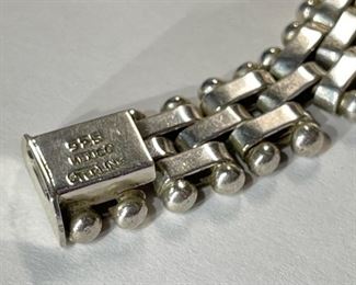 Mexico Sterling Silver Modernist Gate Link Bracelet  	7.25in Long x 14mm W	
