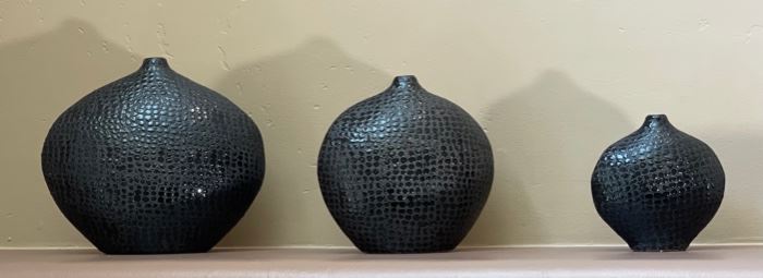 3pc Ceramic Textured Decor Vases	10 & 8 & 6in	
