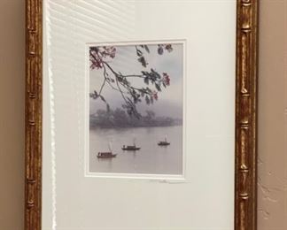 Signed Framed Asian Boat Photo #2	Frame: 23x18x1.5in	HxWxD
